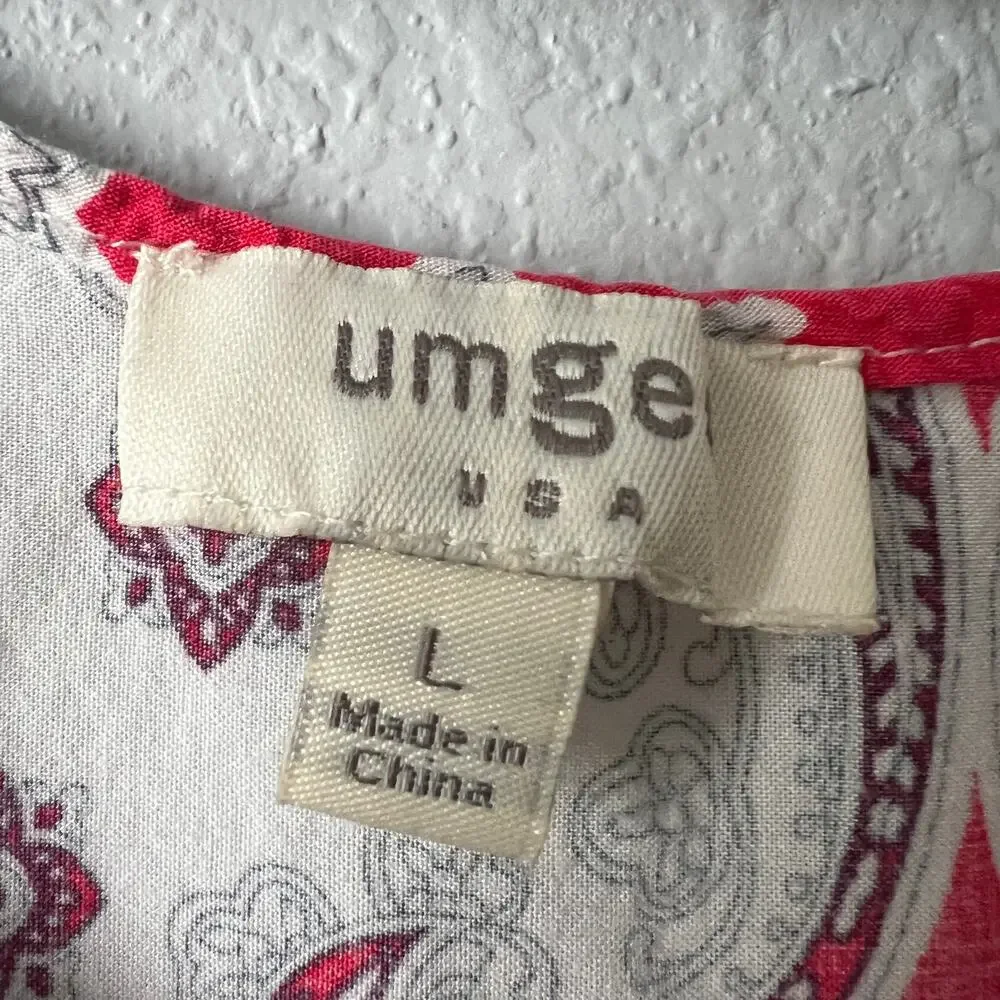 Umgee Womens Tank Dress Large Handkerchief Hem Paisley Floral Cottagecore Boho - Picture 2 of 14